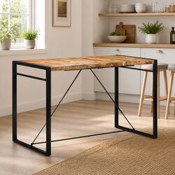 Bar Table with Metal Frame 175x90x110 cm, Brown