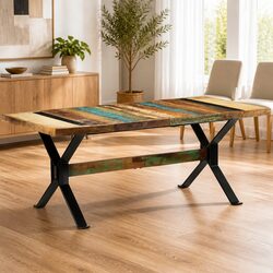 Dining Table 180x90x73cm Solid Reclaimed Wood Construction