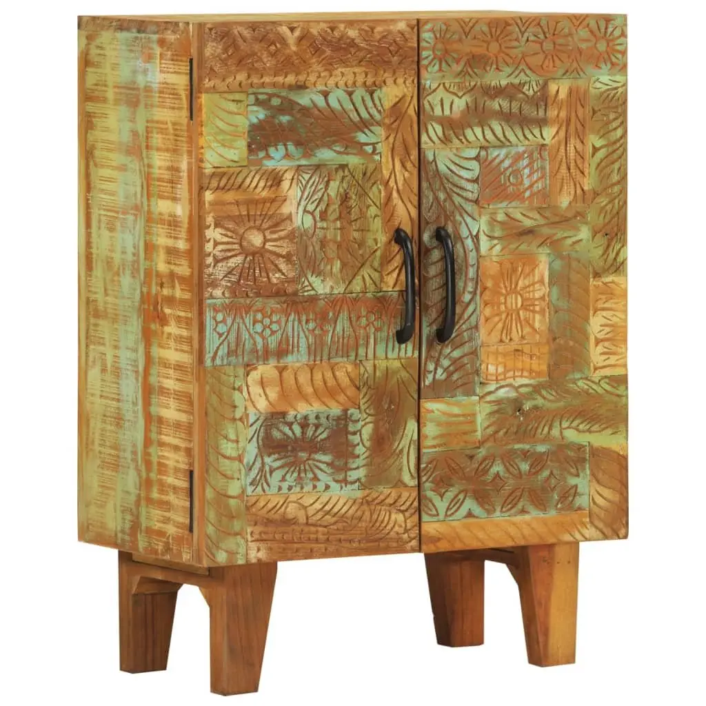 Hand Carved Wooden Sideboard Cabinet Reclaimed Wood Storage Accent Furniture