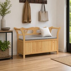 Solid Fir Wood Bench with Storage 107x45x75.5cm Brown