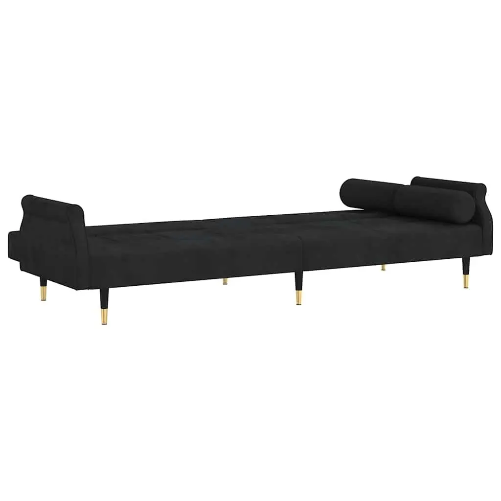Sofa Bed Adjustable Backrest Comfort Black Velvet