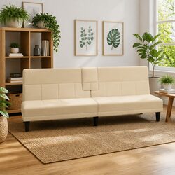 Adjustable Backrest Sofa Bed with Cup Holders