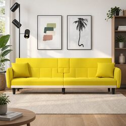 Adjustable Backrest Sofa Bed with USB and Cup Holders