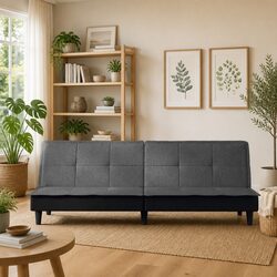 Adjustable Backrest Sofa Bed in Grey Fabric