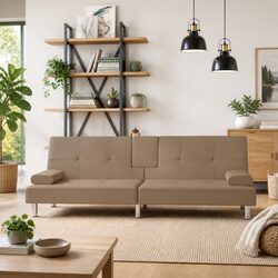 Sofa Bed with Adjustable Backrest and Integrated Tea Table