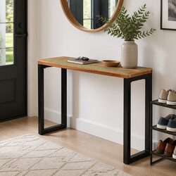 Reclaimed Wood Console Table with Iron Frame 110x35x75 cm
