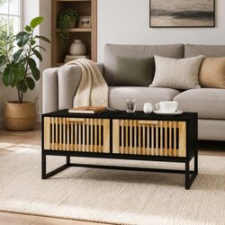 Functional Coffee Table in Black with Two Storage Drawers