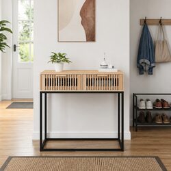 Console Table 80x30x75cm Brown Engineered Wood with Metal Feet