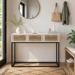 Console Table 3 Drawers White 105x30x75cm