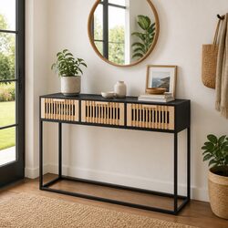 Console Table with 3 Drawers in Black Scandinavian Style