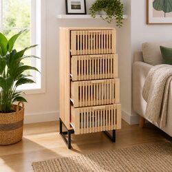 Engineered Wood Highboard Storage Cabinet with Drawers