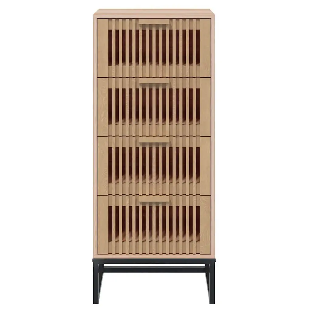 Tall Storage Cabinet Brown Engineered Wood Sideboard with Drawers 40x30x95cm
