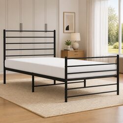 Sturdy King Single Metal Bed Frame 107x203 cm Black