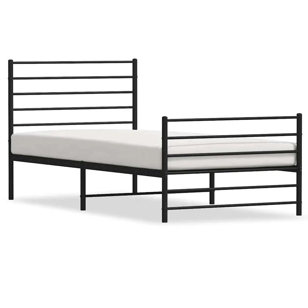 Metal Bed Frame King Single Black Powder-coated Steel 107x203 cm