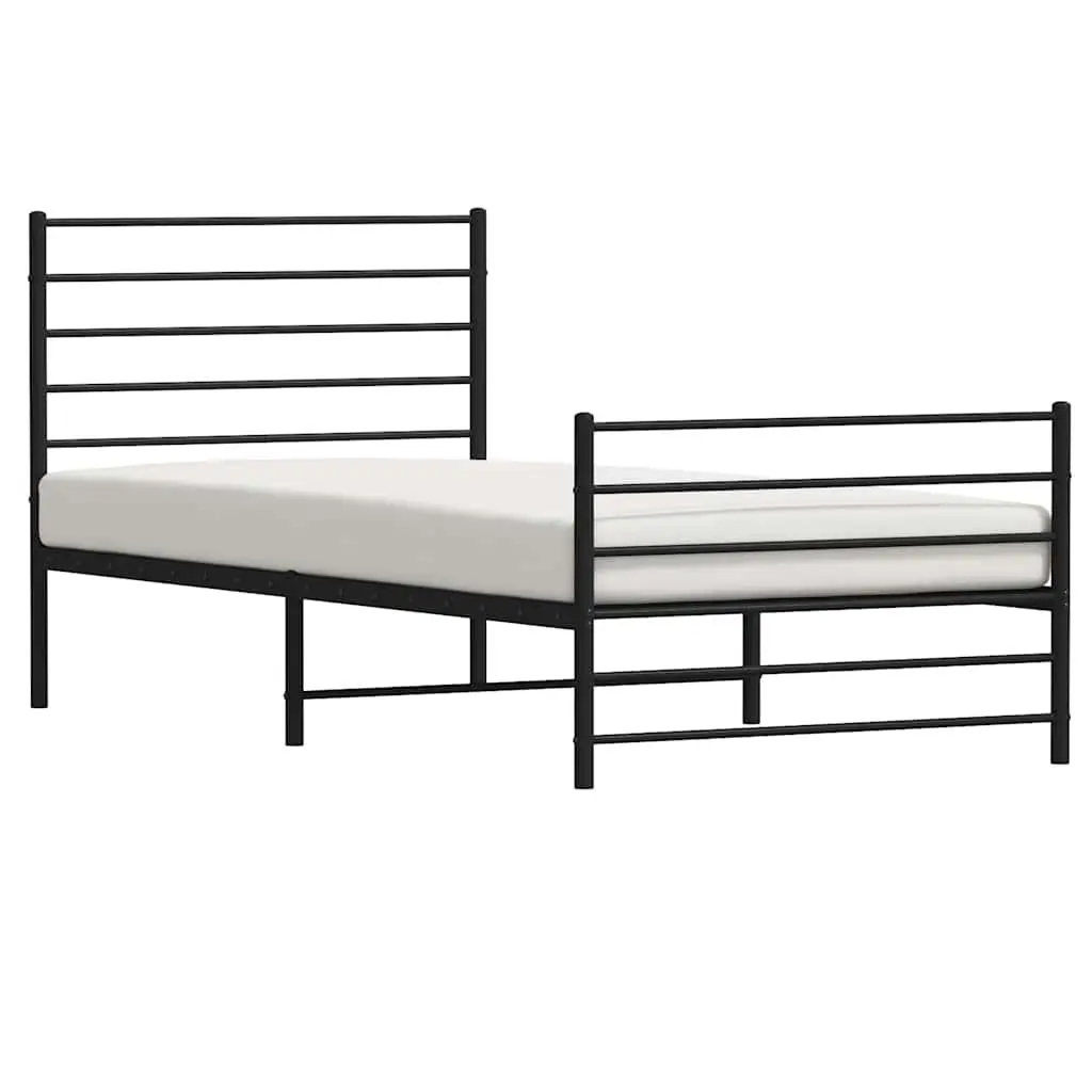 Metal Bed Frame King Single Black Powder-coated Steel 107x203 cm