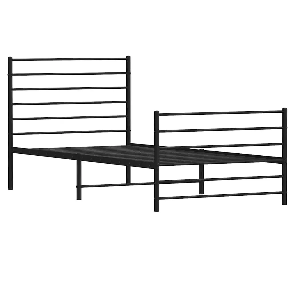 Metal Bed Frame King Single Black Powder-coated Steel 107x203 cm