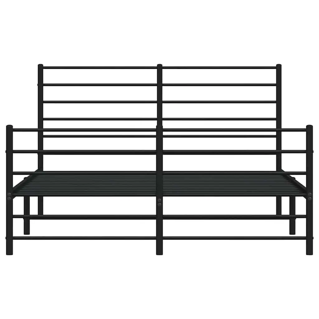 Metal Bed Frame Durable 150x200 cm Black Slatted Base