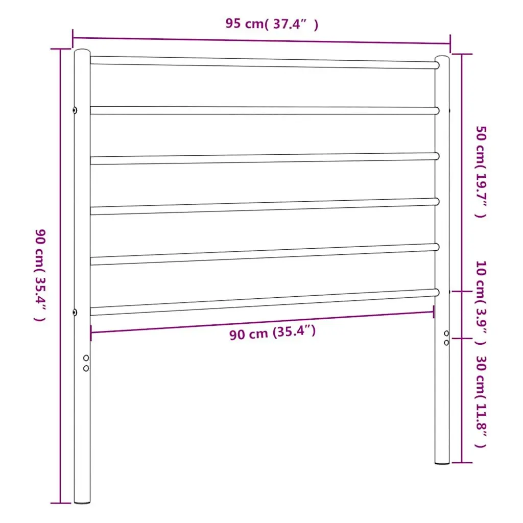 Metal Headboard Back Support 90cm Black Steel Frame