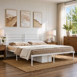 King Size Metal Bed Frame 183x203 cm with Headboard