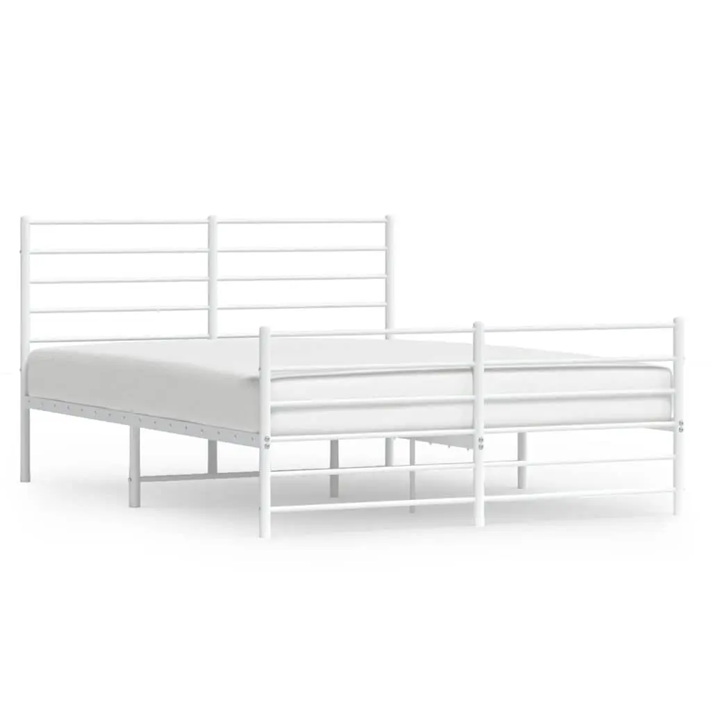 Metal Bed Frame Sturdy Support 150x200 cm White Steel
