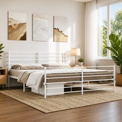 King Size Metal Bed Frame 183x203 cm with Headboard and Footboard
