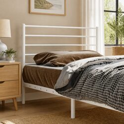 White Powder-Coated Steel Headboard 107cm Dimensions