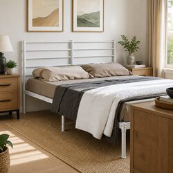 Metal Headboard 135 cm Width in White