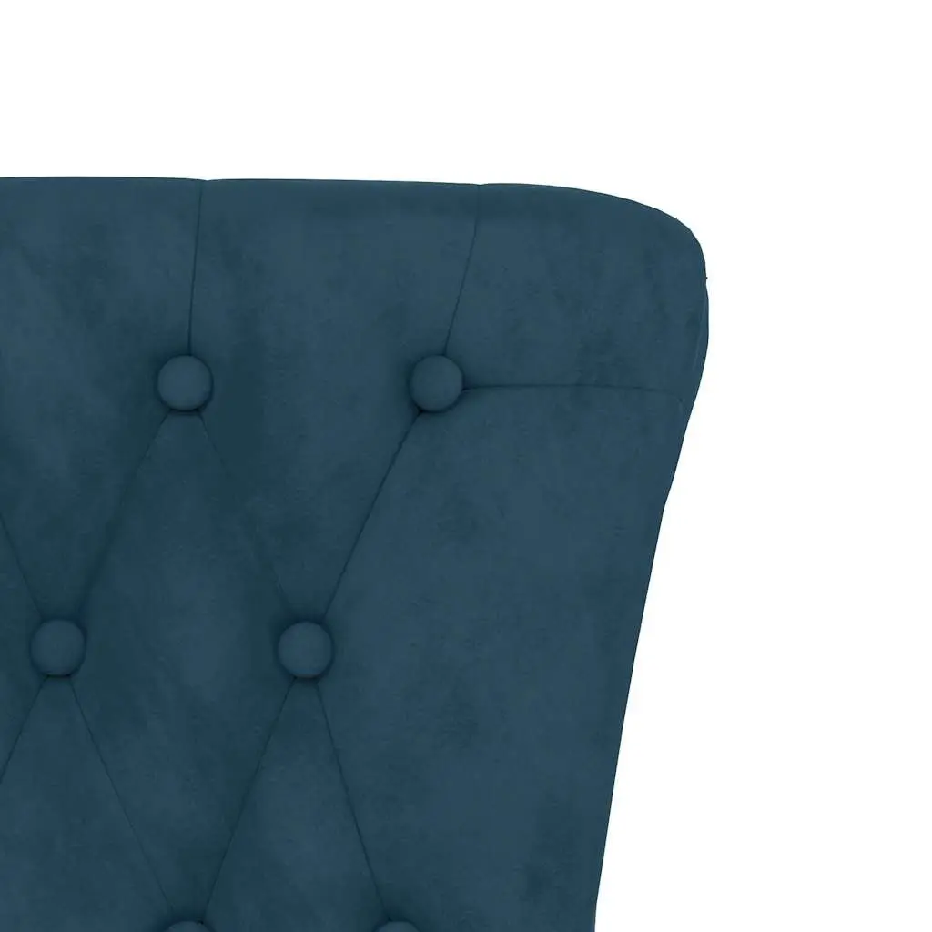 High Back Arm Chair Blue Velvet Padded Seat Button Tufted Living Room Furniture