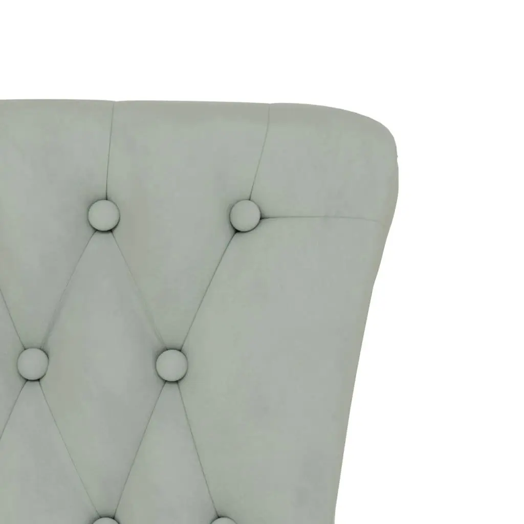 High Back Armchair Light Grey Velvet Button Tufted Accent Chair Living Room