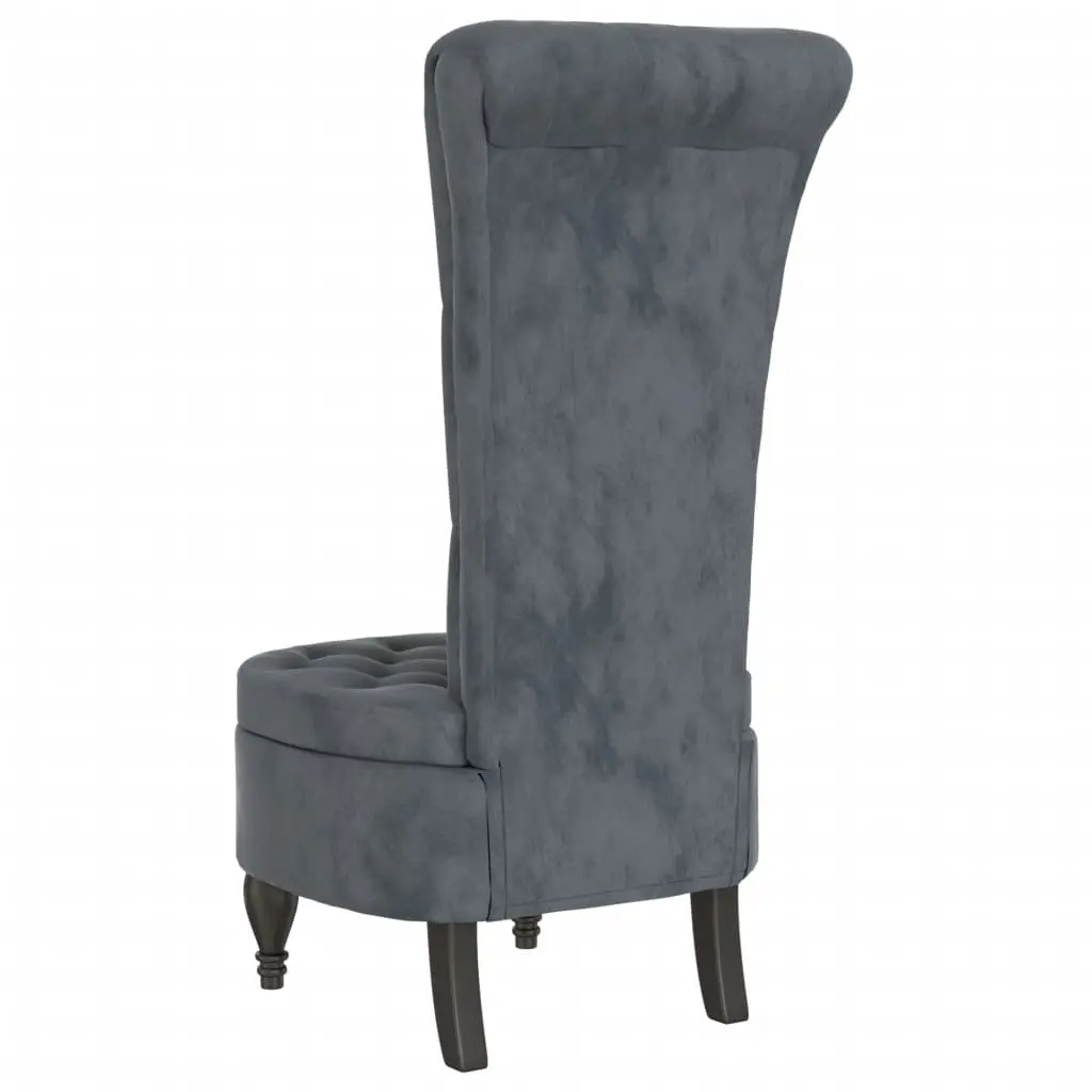 High Back Accent Chair Soft Velvet Dark Grey