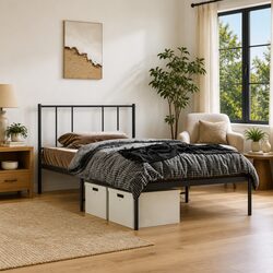 King Single Metal Bed Frame 107x203 cm with Headboard