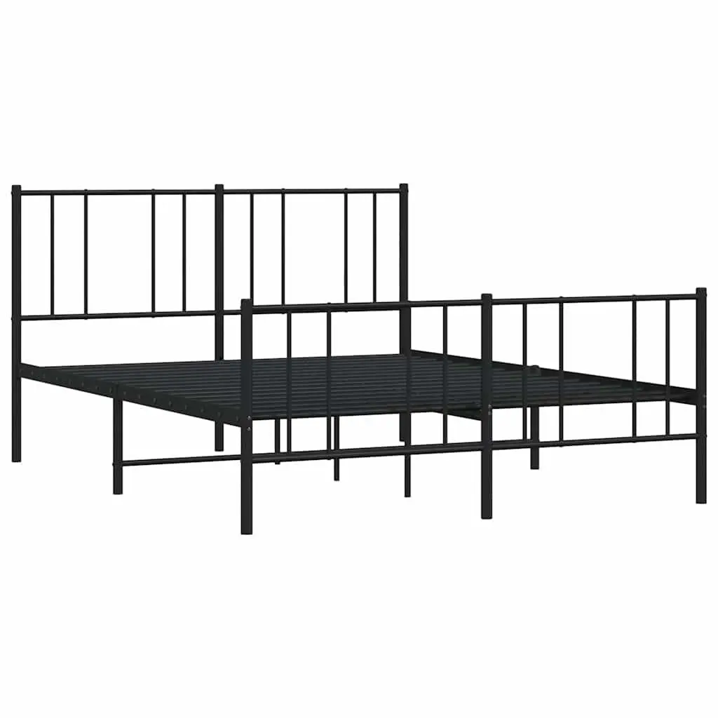 Metal Bed Frame with Under-Bed Storage 150x200 cm Black