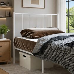 White Metal Headboard with Powder-Coated Steel Frame