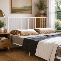 135cm White Metal Headboard with Sturdy Construction