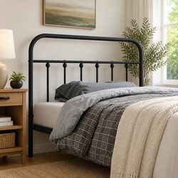 Black Metal Headboard with Sturdy Construction 107cm