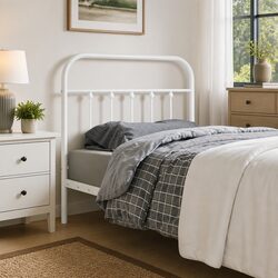 Durable White Metal Headboard 90cm for Beds