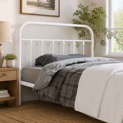 White Metal Headboard – 107cm Bedroom Bed Frame Support