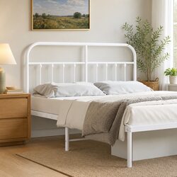 135 cm Bed Frame Metal Headboard in White
