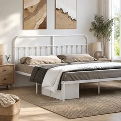 Metal Headboard White 180cm with Powder-Coated Steel Frame