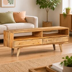 Solid Mango Wood TV Cabinet 110x30x41 cm with Storage