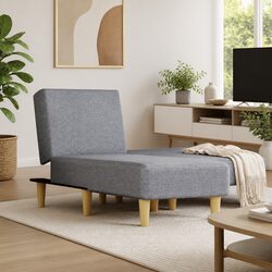 Convertible Grey Fabric Chaise Longue Sofa Bed
