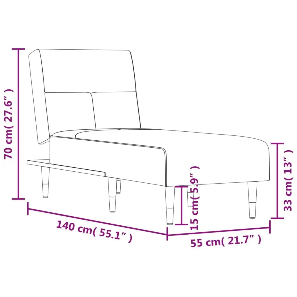 Chaise Longue Reclining Lounge Chair Grey Velvet 3-Position Convertible Sleeper