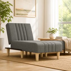 Convertible Grey Fabric Chaise Longue Lounge Chair