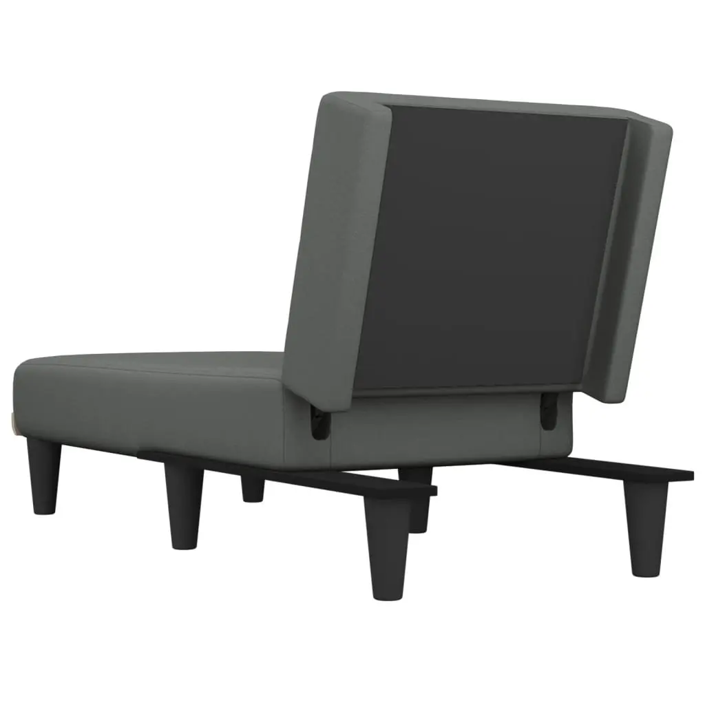 Chaise Longue Reclining Lounge Chair Grey Fabric Convertible Sleeping Sofa