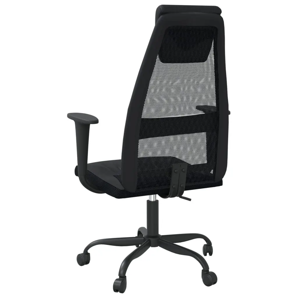 Office Chair Height Adjustable Black Mesh Fabric Faux Leather Swivel