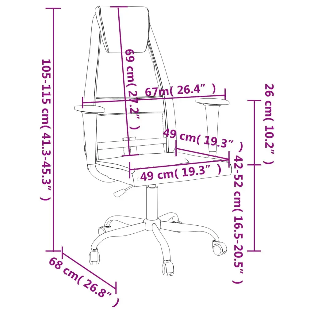 Office Chair Height Adjustable Black Mesh Fabric Faux Leather Swivel