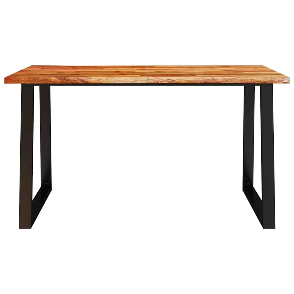 Dining Table Live Edge Solid Acacia Wood 140x80x75cm Brown