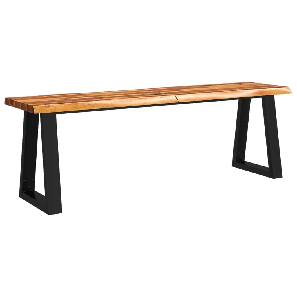 Solid Wood Bench Comfort 140 cm Brown Live Edge Acacia Dining Room Hallway Seating Furniture