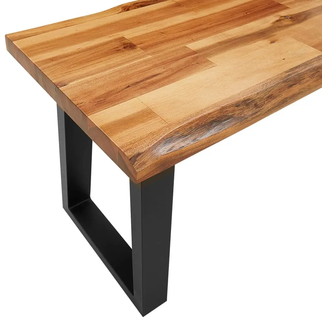 Solid Wood Bench Comfort 140 cm Brown Live Edge Acacia Dining Room Hallway Seating Furniture
