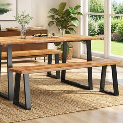 160cm Live Edge Acacia Wood Bench with Steel Frame